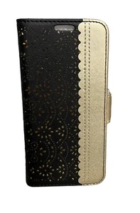 Samsung Galaxy S9 Phone Case With Card Holder And Strap Black Gold Flip Case - Picture 1 of 4
