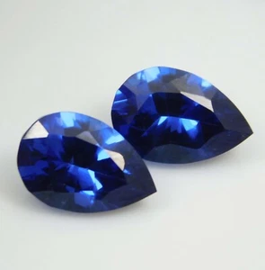 Natural Blue Sapphire 20.00 Ct Pair Certified Pear Cut Loose Gemstone - Picture 1 of 8
