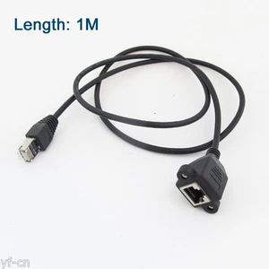 10pcs 8P8C RJ45 Male to Female M/F Network Extension Cable Screw Lock Black 1M - Picture 1 of 8