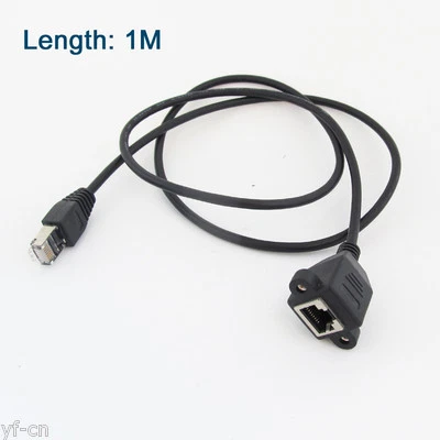 1pc 8P8C RJ45 Male to Female M/F Network Extension Cable Screw Lock Black 1M - Image 1 of 4