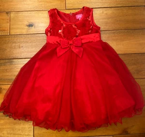 Pinky Girls 4T Red Sequin Tulle Christmas/ Party Dress - Picture 1 of 19