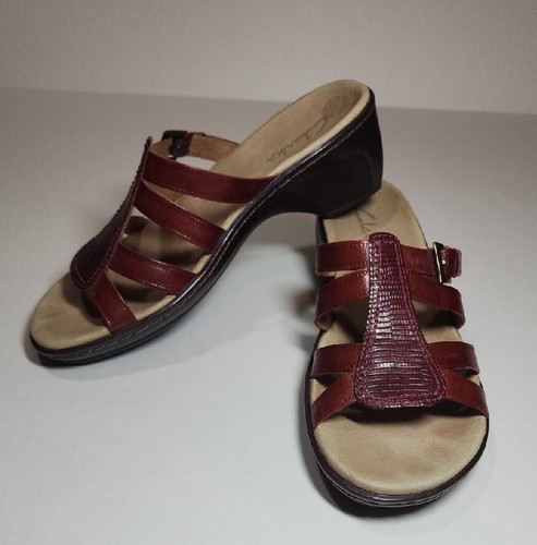 Zoccolo sandalo donna CLARKS cognac pelle marrone slip on comodo taglia 8M