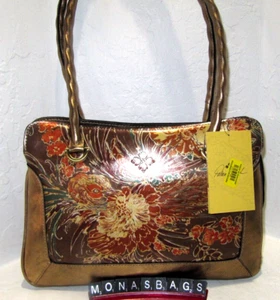 Patricia Nash Malvizza Vintage Italian Pheasant Bronze Metallic Satchel Bag NWT - Picture 1 of 11