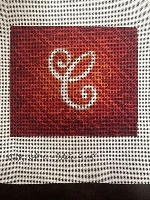 handpainted needlepoint canvas: Calligraphy “C” - Image 1 of 2