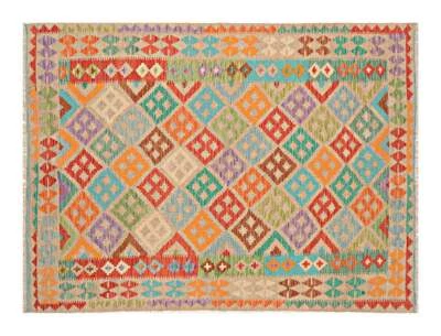 Afghan Maimana Kelim Teppich 170x240 Handgewebt Bunt Geometrisch Handarbeit z - Bild 1 von 4