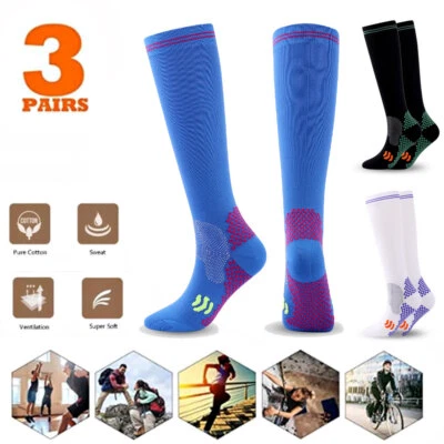 3Pair Men Sports Breathable Tube Long High Socks Knee Warm Casual Footy Soccer - Image 1 of 4