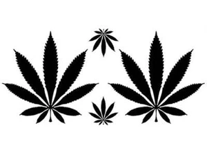 Marijuana Leaf 4 pcs 1 to 3 Inch Black Fused Glass Decals - Picture 1 of 1