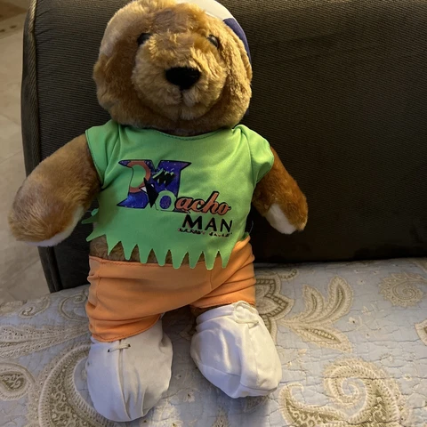 1992 Vintage WWF Wrestling Randy Macho Man Savage Plush Teddy Bear. Rare Cover