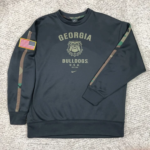 Georgia Bulldogs Sweatshirt Mens Medium Nike Military USA Camo Black Logo GUC Cover