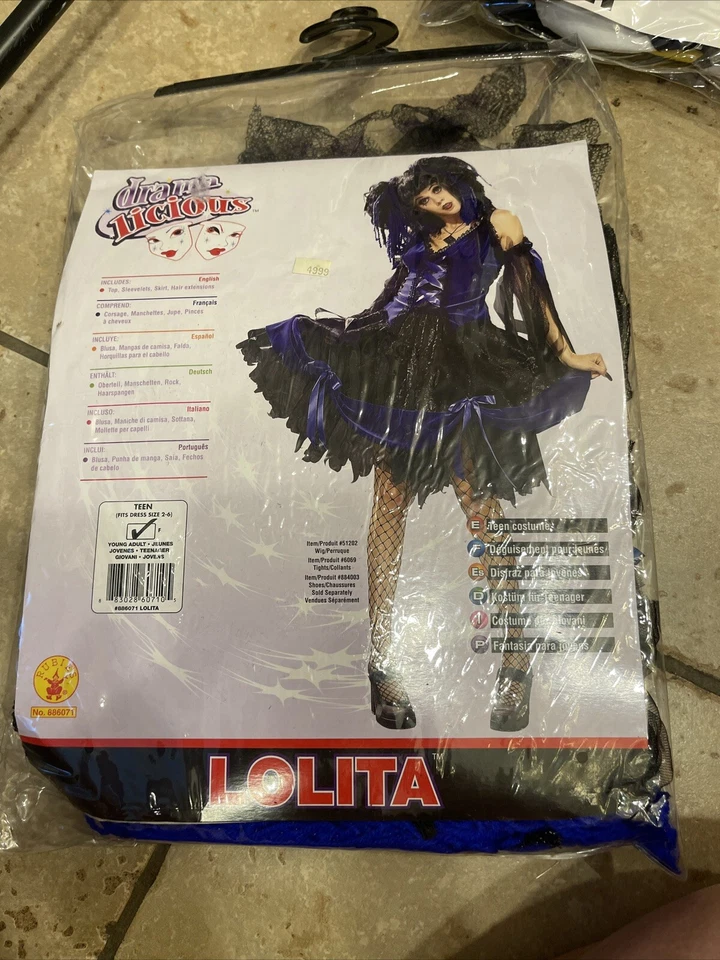 New Rubie’s LOLITA Costume Teen (2-6) Young Adult XS Victorian Vampire Doll Goth - Image 1 of 1