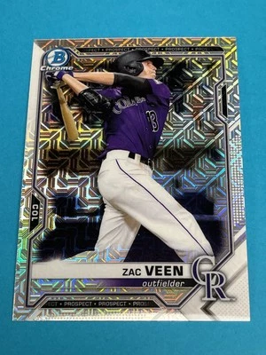 2021 Bowman Chrome Zac Veen Mojo Refractor #BCP-3 Colorado Rockies Qty Avail - Image 1 of 2
