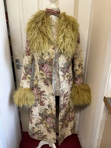 Vintage Tapestry Floral Afghan Coat Penny Lane Jacket Boho Fairy Y2K Festival M - Picture 1 of 6