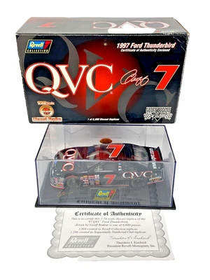 NASCAR QVC, #7 Geoff Bodine, 1:24, 1997 Die Cast Ford Thunderbird coche de carreras certificado de autenticidad Foto 1 de 4