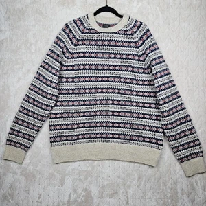 Maglione vintage J Crew uomo XL lana Fair Isle Holiday anni 90 classico neutro preppy - Foto 1 di 7