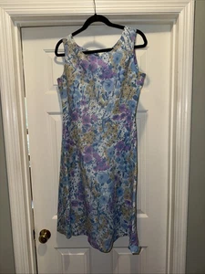 VESTIDO Vintage DASH ABOUT Azul Floral Sin Mangas - Talla 10 - Usado en Excelente Condición - Imagen 1 de 9