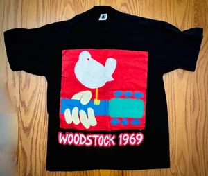 Vintage 90's - 1969 Woodstock Music Festival Shirt Tour Concert Size XL Black - Picture 1 of 1