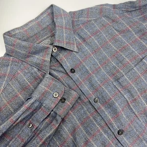 Talbots Men's Gray/Blue/Red Plaid Check Button Up Long Sleeve Shirt Size Large - Picture 1 of 7
