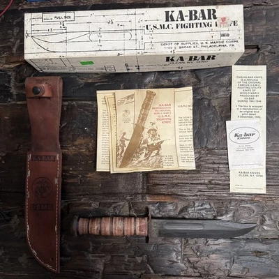 Vintage Olean Ka-Bar U.S.M.C. Faca com bainha 1217 - Imagem 1 de 4