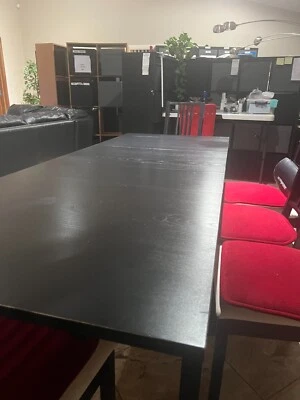 IKEA Dining Table + Chairs + bench  (Black Extendable 3 ways) - Image 1 of 4