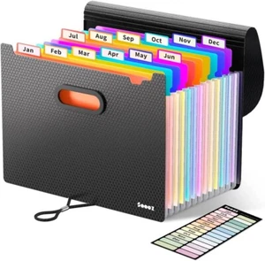 Organizzatore File Fisarmonica Aggiornato - Scheda Indice Mai Coprire con 12 Pock Più Profondo - Foto 1 di 5