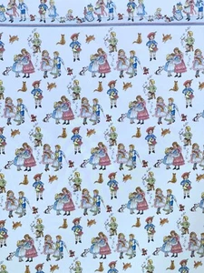 Dollhouse Miniature Victorian Children & Animals On Beige Wallpaper 1 :12 Scale - Picture 1 of 2
