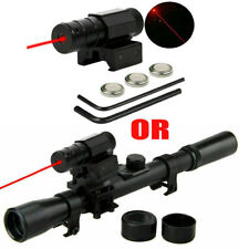 4 X 20 Telescopic Sight SCOPE 11mm 3/8" Mounts Red Laser for Air Rifle Gun UK