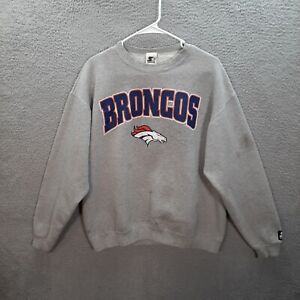 Vintage Denver Broncos Sweater Adult Large Gray Sweatshirt Retro 1990s THRASHED
