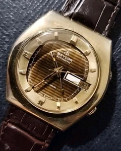 Vintage Baylor /Heuer?Alarm Dual Date Automatic,GoldPlated Keeps Time AS IS - Picture 1 of 13
