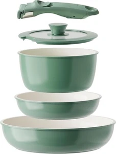 Ceramic Cookware Set, Removable Handle Pots and Pans Non Stick, Rv Cookware Set, - Picture 1 of 9