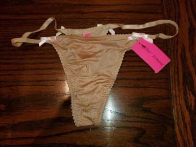 NWT BETSEY JOHNSON MICROFIBER SLINKY STRING THONG PANTIES NYLON/SPX BGE 722513 L - Image 1 of 2