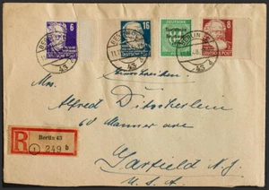 Alemania Oriental (Ocupación Soviética). SOBRE Yvert 33, 34, 38, 7. 1948. 6 p v - Imagen 1 de 1