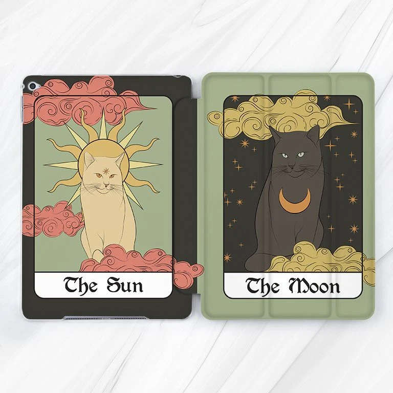 Sun Moon Tarot Card Cats Case For iPad 10.2 Air 3 4 5 Pro 9.7 10.5 11 12.9 Mini - Image 1 of 4