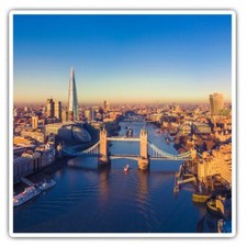 2 x Square Stickers 7.5 cm - River Thames London Tower Bridge Cool Gift #21803