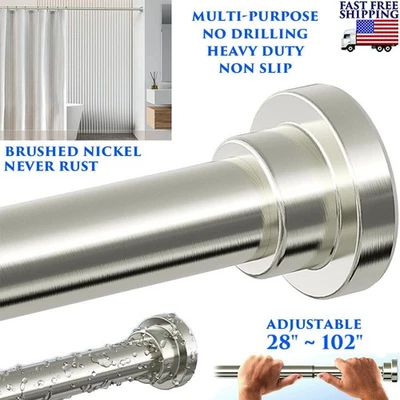 BARRA CORTINA DUCHA INDUSTRIAL 28-102" RESISTENTE ANTIDESLIZANTE BARRA ACERO INOXIDABLE Foto 1 de 4