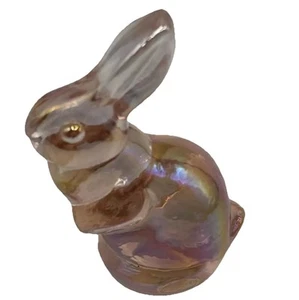 Fenton Pink Glass Iridescent Bunny Rabbit Figurine 2.75” Small Collectibles - Picture 1 of 9