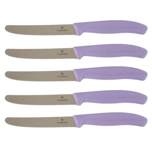 Victorinox Steak & Tomato 11cm Knife Pistol Grip Set x 5 Knives - Sunset Purple - Picture 1 of 1