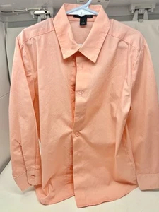 George Boys Long Sleeve Button-Down Shirt - Size Medium (8), Light Orange - Picture 1 of 5