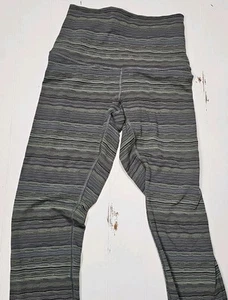 Lululemon High Times Full Length Pant Cyber Stripe Gator Green Black Size 6 - Picture 1 of 7