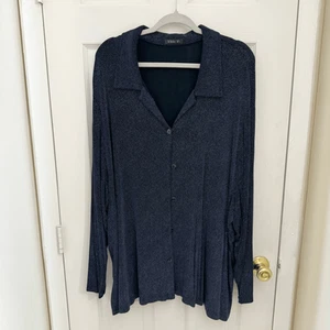 Vicki Vi Classic Button Down Navy Blue Slinky Size 3X Dots Tunika Artsy - Bild 1 von 5