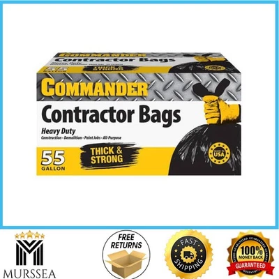 Bolsas de contratista de alta resistencia de 55 galones 3 MIL (eq) con lazos de solapa - 36" x 56" con... Foto 1 de 4