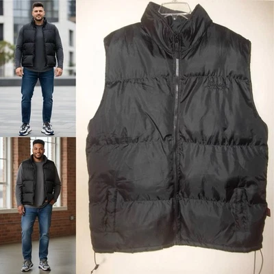 BROOKLYN EXPRESS Black Quilted Puffer Sleeveless Vest Jacket Men's Big Tall XXL - Image 1 of 4