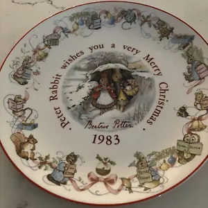 Wedgwood Beatrix Potter Christmas Plate 1983 Peter Rabbit In Box~England - Picture 1 of 5