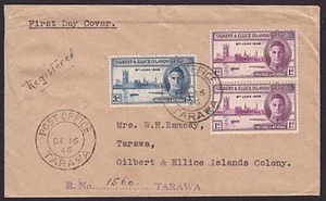GILBERT & ELLICE IS 1946 Victory FDC - Registered ex Tarawa................6167 - Picture 1 of 1