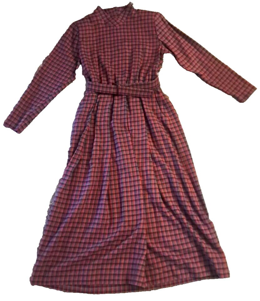 Vintage Doncaster Dress Womens Custom Plaid Midi Button Back Long Sleeves M - Image 1 of 4