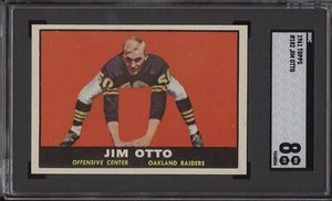 JIM OTTO SGC 8 1961 TOPPS FOOTBALL #182 ROOKIE RAIDERS HOF RC 8054