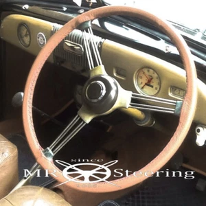 FÜR MORRIS MINOR ECHT BEIGE LEDER LENKRADBEZUG 1948-1971 TOP QUALITÄT - Bild 1 von 2