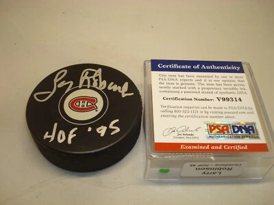 Larry Robinson Signed Montreal Canadiens Hockey Puck Autographed PSA/DNA COA 1M - Image 1 of 3