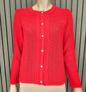 Liz Jordan Ladies Melissa Long Sleeve Unlined Cardigan size Small Colour Red - Picture 1 of 3