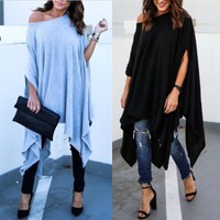 asymmetric batwing off shoulder blouse
