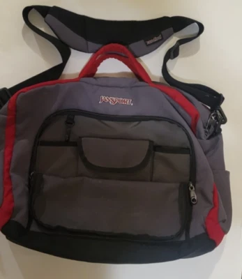 Bolsa de ordenador mensajero Jansport con relleno. Color gris/rojo Foto 1 de 4